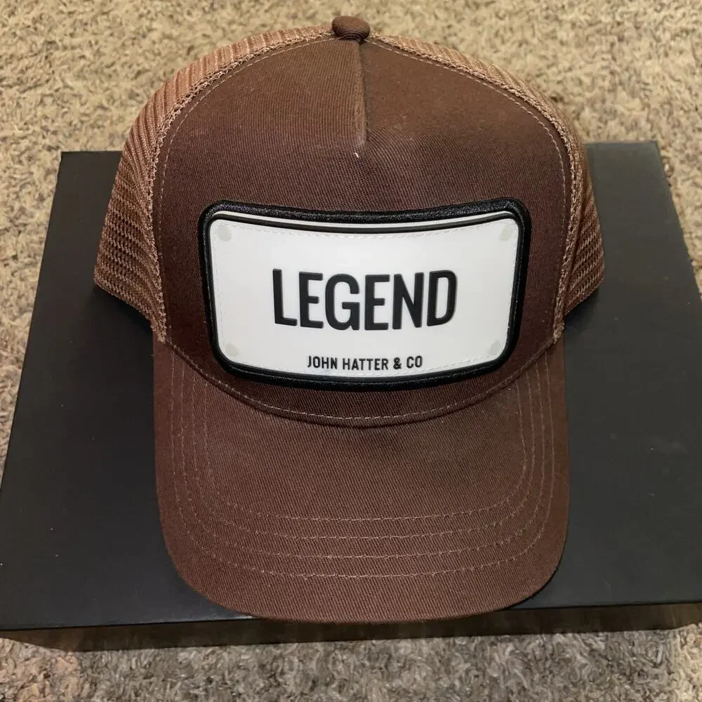 John Hatter Co Hat Cap Snap Back Mesh Trucker Brown Legend Baseball Snap Back